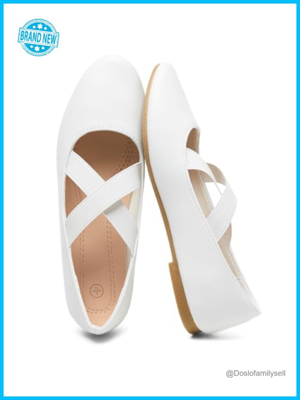 Womens Ballet Mary Jane Flats Criss Cross Elastic Strap Faux Leather Memory Foam
